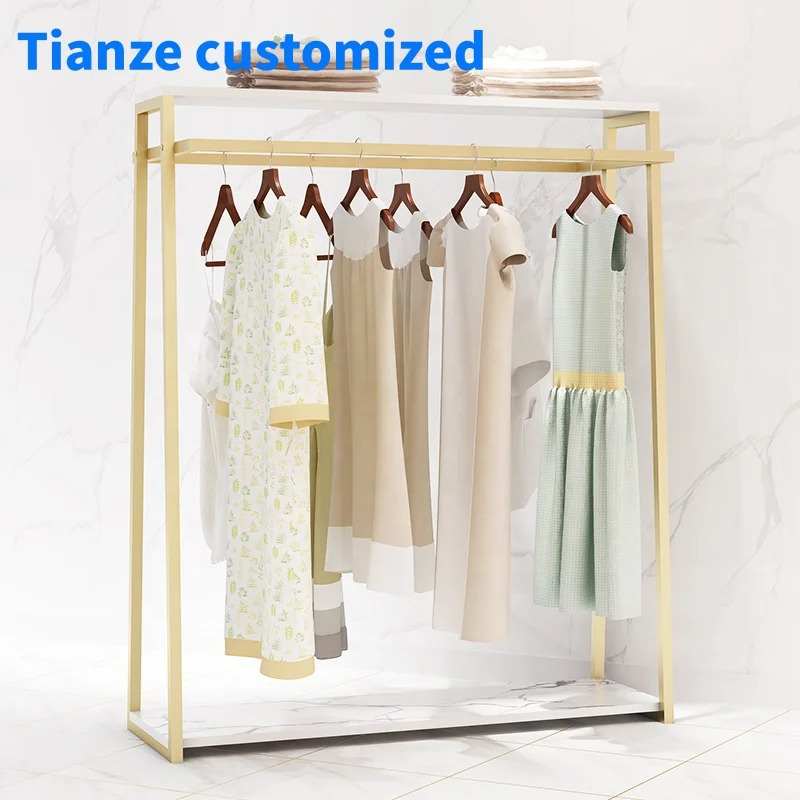 （customized）Retail Clothing Shop Furniture Boutique Double Rail Clothes Rack Clothing Display Rack Garment Shop