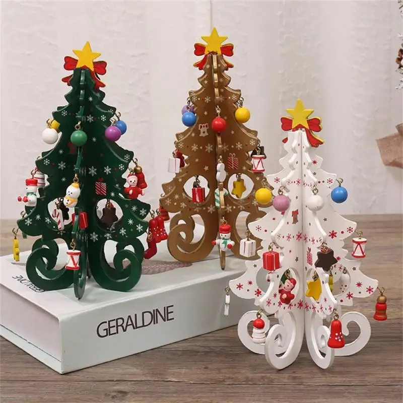 2025 Christmas Tree Children's Handmade DIY Stereo Wooden Christmas Tree Scene Layout Christmas Decorations Ornaments Hot