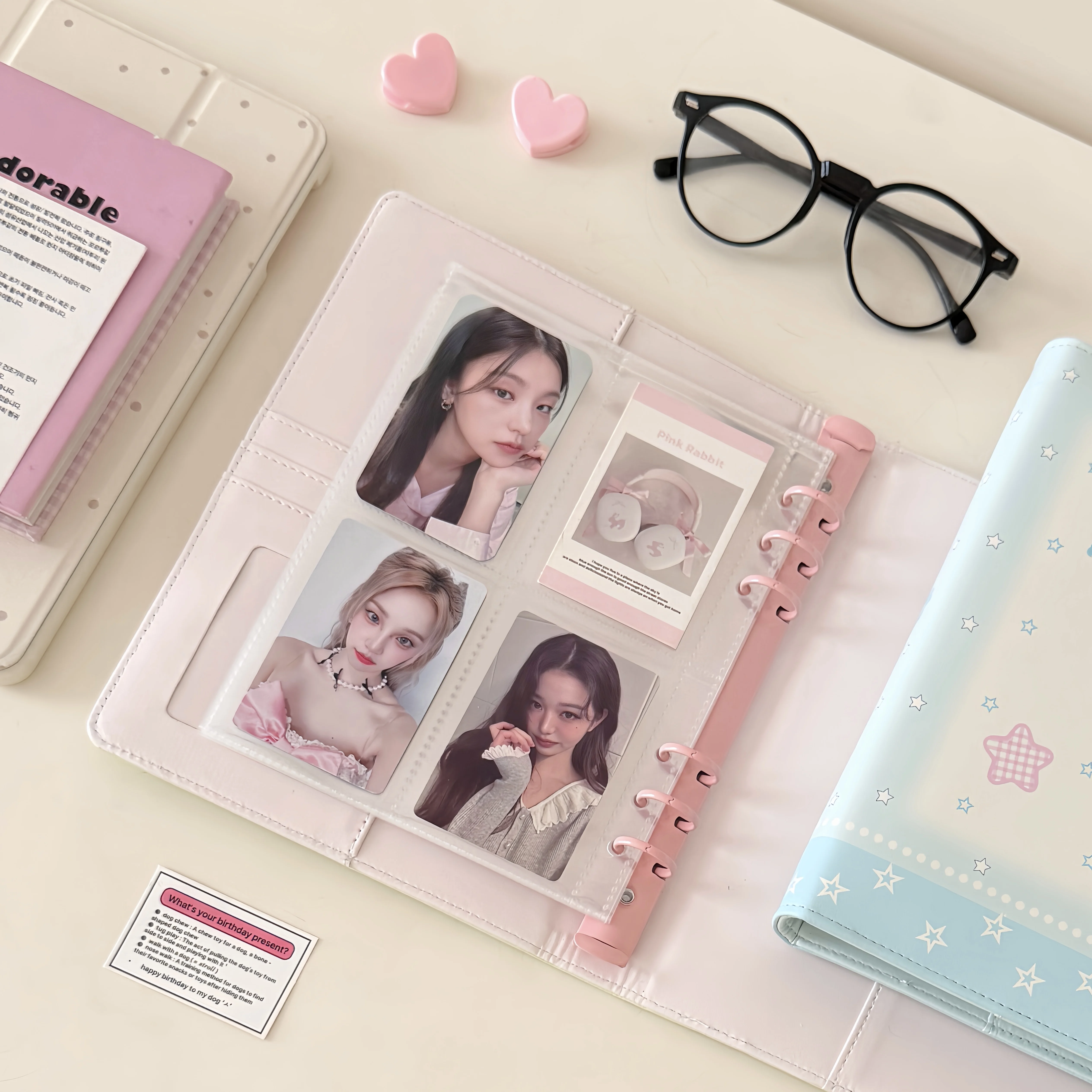 MINKYS Oryginalny Projekt Różowo-Niebieskie Anielskie Skrzydła Gwiazda PU A5 Album na Karty Kpop, Kolekcjonerski Album na Zdjęcia Idolów, Album na Karty Fotograficzne — zdjęcie produktu 5