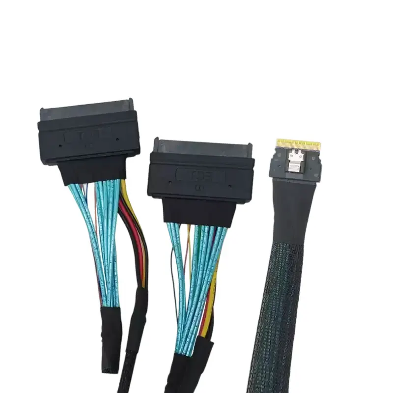 ADT-Link SlimSAS 8654 8i to 2 NVMe U.2 (SFF-8639) for Hard Drive Adapter Cable 70CM SFF 8639 8654 4i 24GB/s Mico 8x to U.2 8639