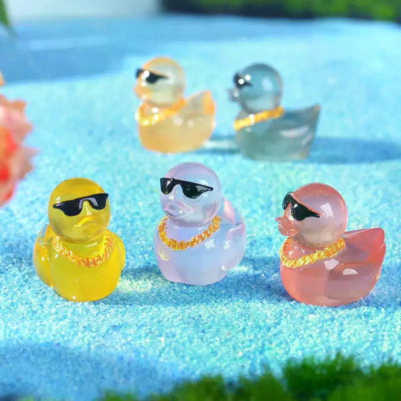 

10Pcs Miniatures Figurines Model Cartoon Cute Luminous Resin Social Duck Ornament Creative DIY Home Decoration Accessories Gifts