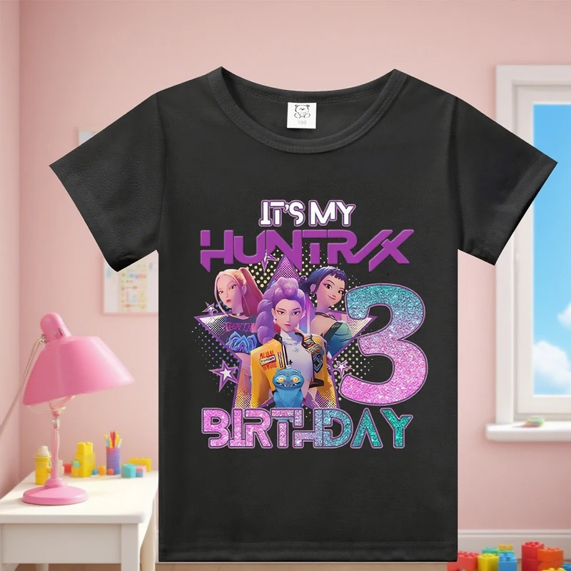 

KPop Demon Hunters new Short-sleeved Girls Boys cool Tops Kids Tee Children Summer Teen 1-9years T Shirt Birthday Party Clothing
