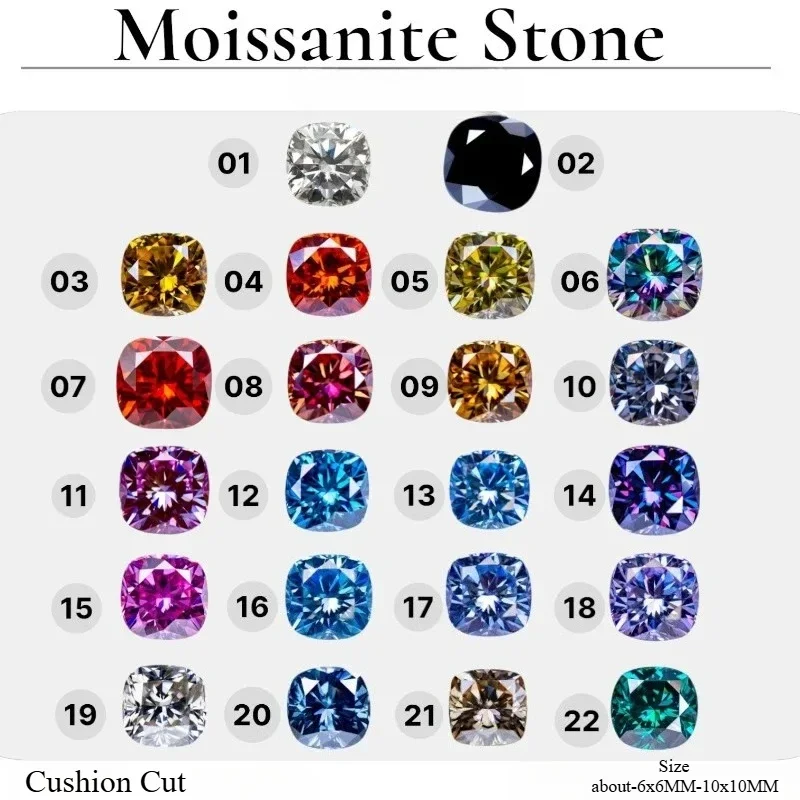 NEW Moissanite Stone Cushion Cut  VVS1 Combination Chain Charms Beads with Certificate for Advanced Jewelry Making