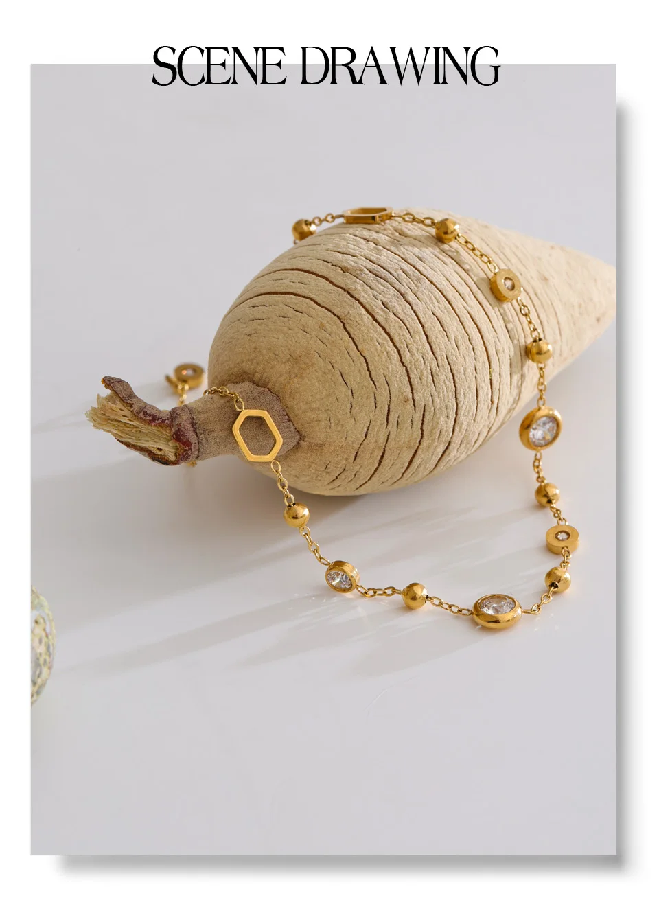 Yhpup Edelstahl-Armband mit Zirkonia-Kette, trendiges, zartes, ästhetisches, schickes, verstellbares Handgelenkschmuckstück, PVD-beschichtet – Detail 4