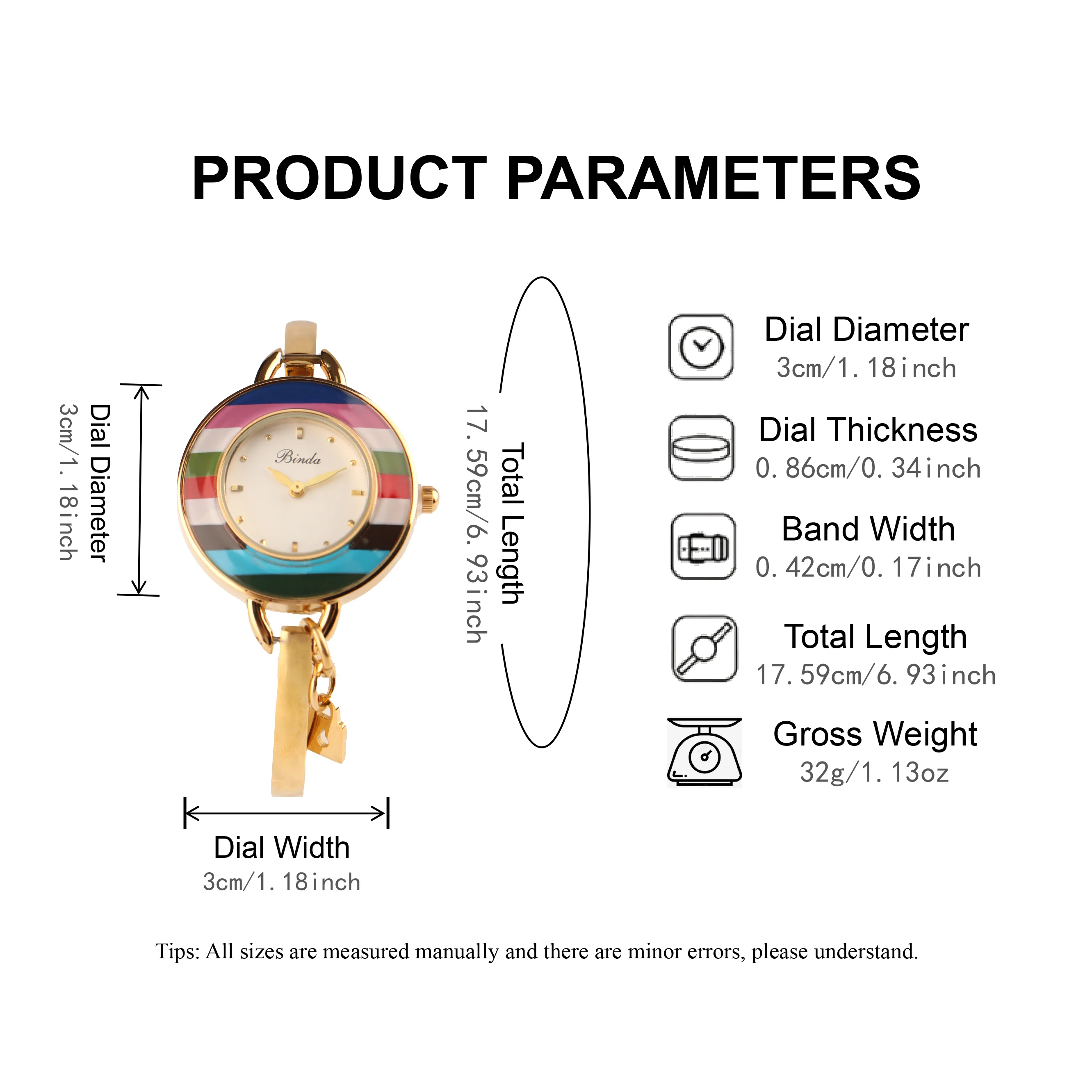 BINDA 1 قطعة المرأة ريترو ستايل ساعة كوارتز أنيقة السيدات نمط الماس مجموعة فاخرة الذهب جولة الهاتفي ساعة نسائية أنيقة على مدار الساعة
