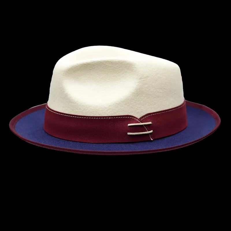 Autumn and Winter French-Style Hats, Color-Blocked Pure Wool Hats, Fashionable British Wool Hats, Fedora Hats