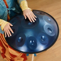 Tambor forjado a mano para meditación, lengua de acero D, nitrógeno, acero inoxidable, golpeteo, hermoso, 9 tonos, 22 pulgadas, 440Hz