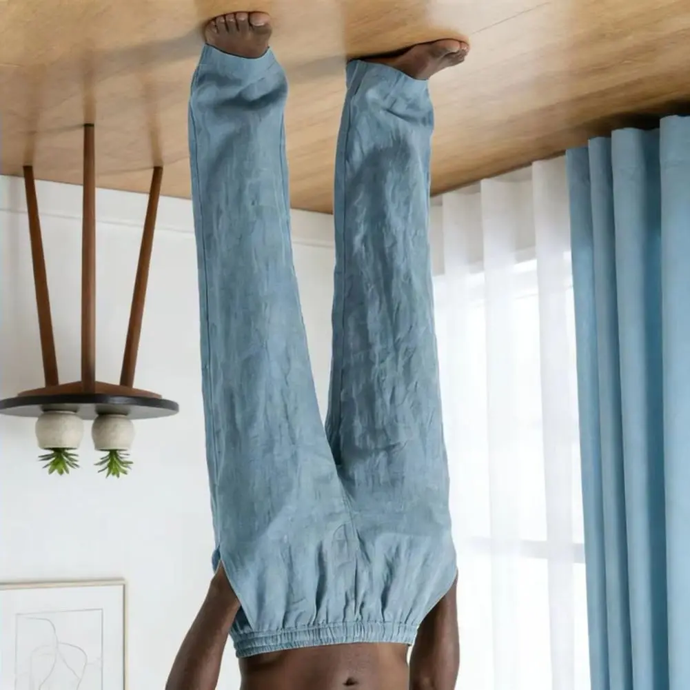 

Men Linen Pants Men's Loose Casual Pants Linen Breathable Sports Pants Summer Men's Loose Casual Holiday Wide Leg Trousers