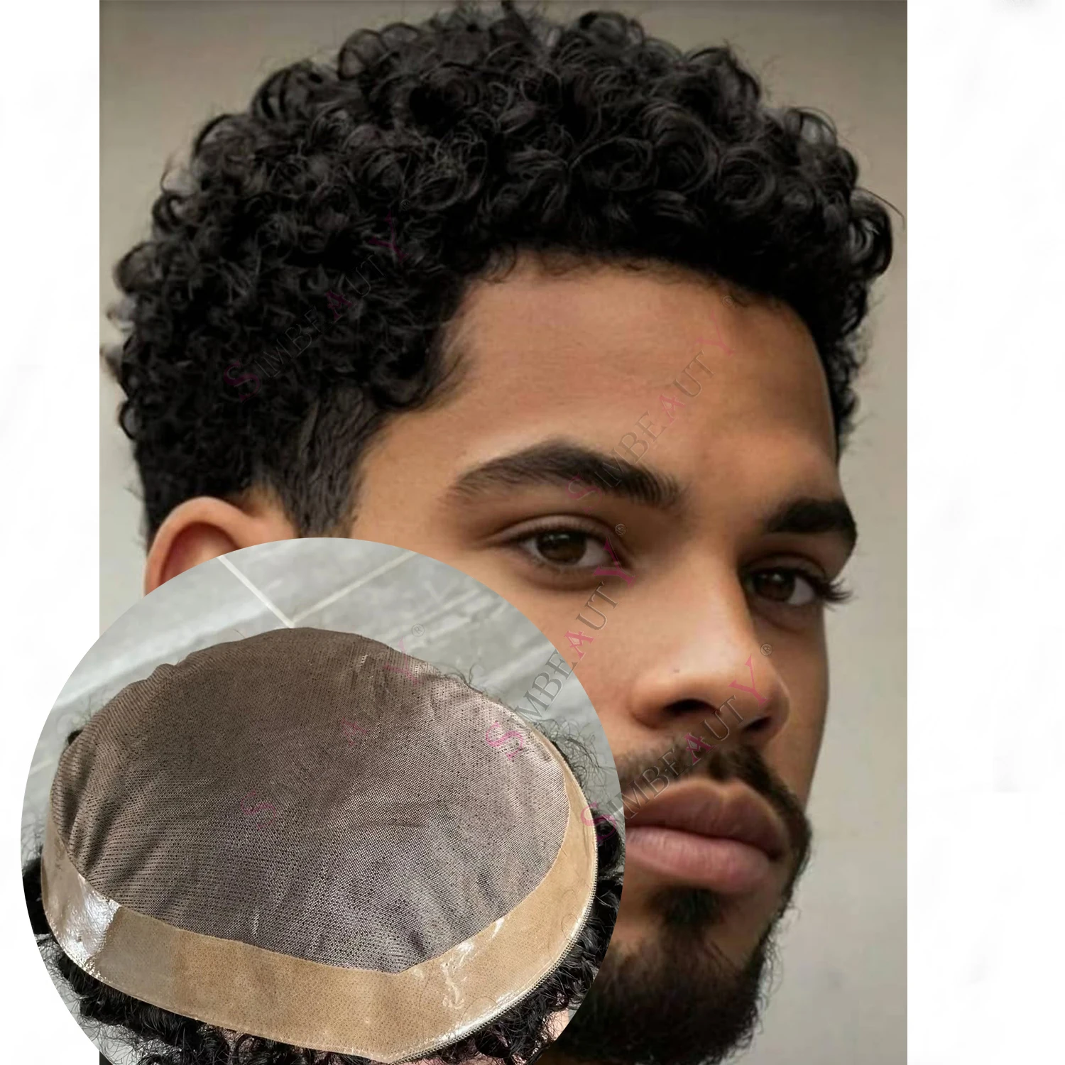 

10mm/12mm/8mm Afro Kinky Curly #2 #4 Brown Mans Hairpiece Breathable Fine Mono Lace Durable Male Wave 100% Human Hair Prosthesi