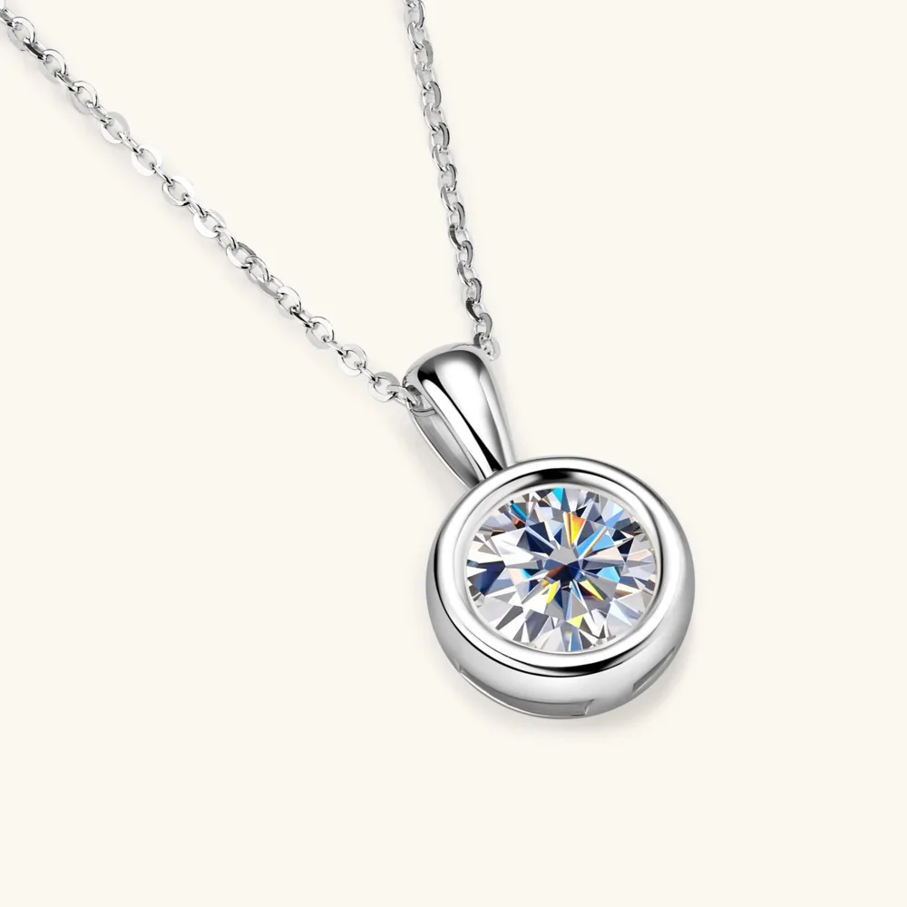 JoyceJelly 2ct Moissanit-Halskette für Frauen, S925-Sterlingsilber-Anhänger, Schlüsselbeinkette für Hochzeit, weiblicher Luxus-Halsschmuck – Detail 2