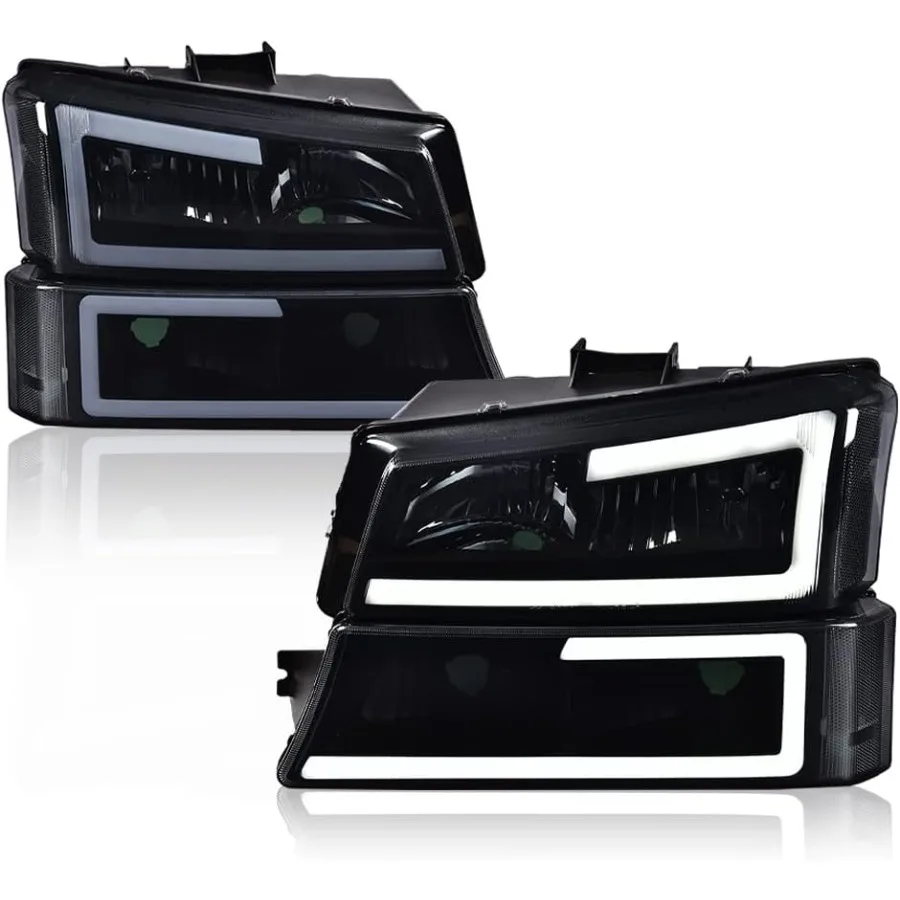 

LED DRL Headlights Assembly Front Headlamp Left Right Side for Chevrolet Silverado Avalanche 1500 2500 3500 HD Models 20032007