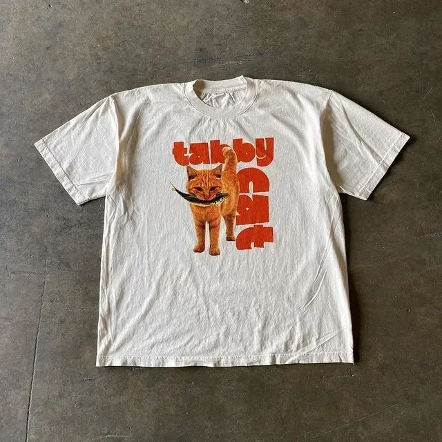 Camiseta Harajuku retro Para hombres y mujeres, camiseta informal de manga corta con estampado de letras de calle, top Delgado suelto Y2K, moda de gran tamaño