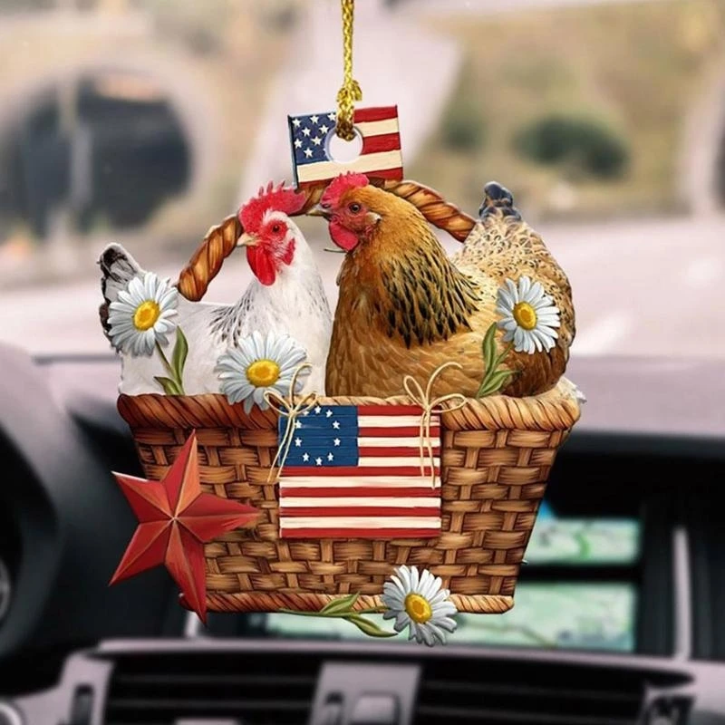 

Christmas Chicken Ornament Acrylic Animal Hanging Pendant for Christmas Tree Car