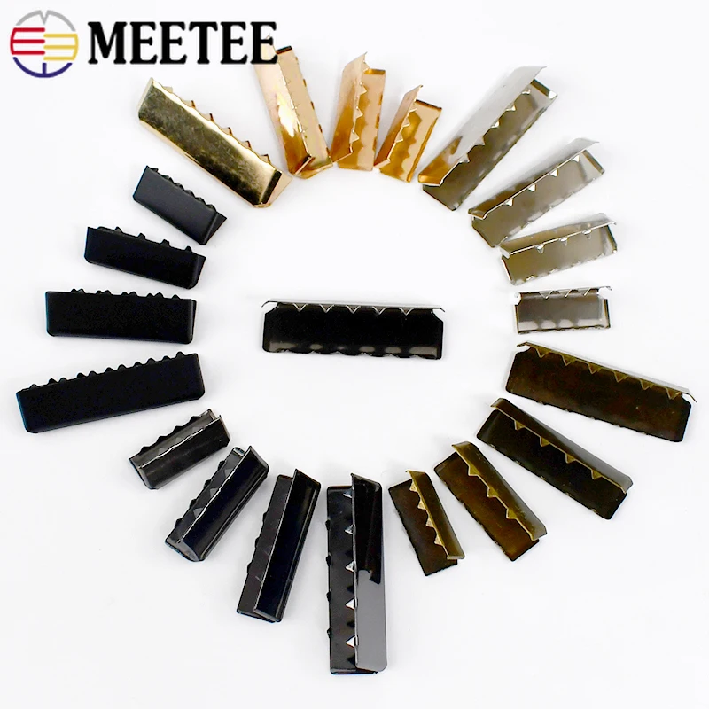 Meetee 20/50/100Pcs Metal Belt Clip Buckle Strap Fastener Bag Backpack Webbing End Clasp Tail Buckles DIY Hardware Accessories