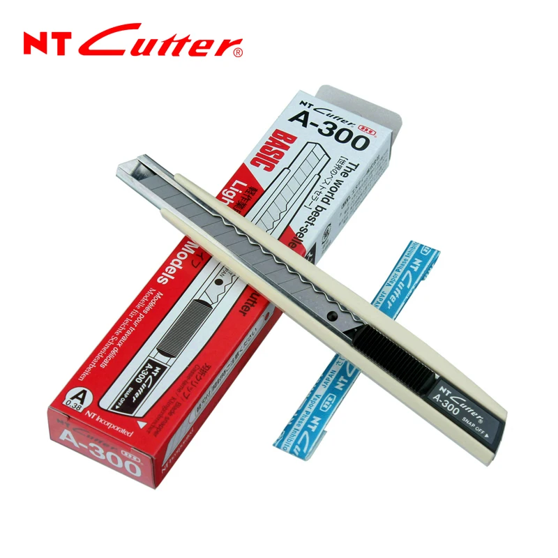 NT Cutter A-300GRP Art Knife 9mm Aluminum Diecast Grip Utility Knife A-300 Light-Duty Auto-Lock Cutter Model DIY Craft Tools