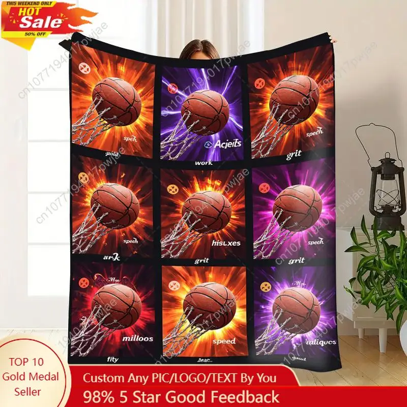 

Basketball Slam Dunk Quilt Blanket - 1pc Flannel Blanket " Sporty Style for Game Night" Custom Blankets