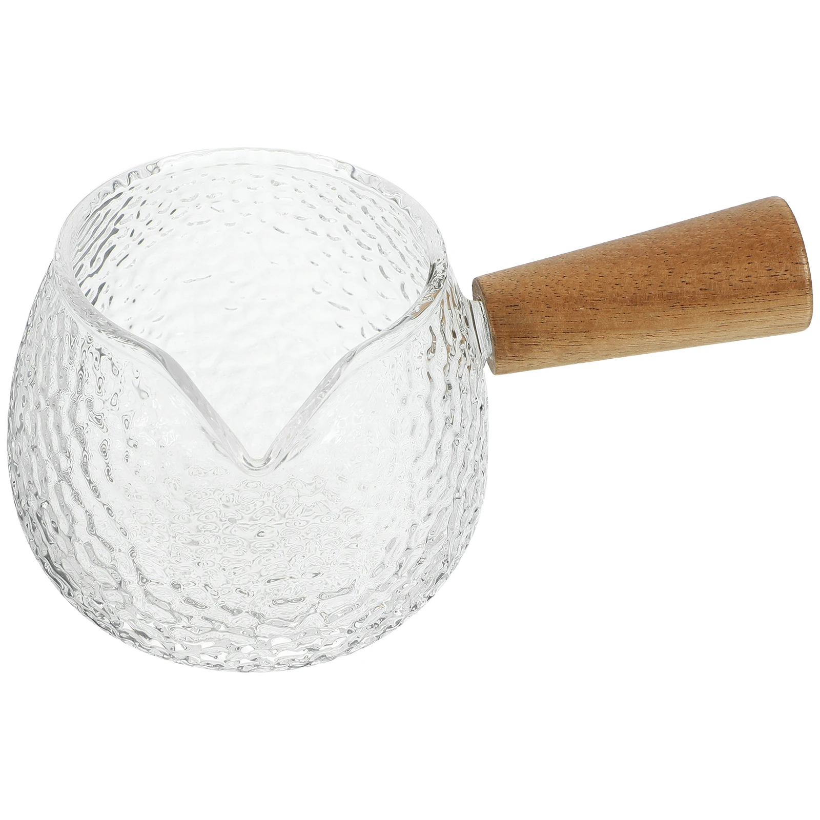 

1pc Stylish Wooden Handle Glass Creamer Pitcher Milk Cup For Coffee Tea Hot Chocolate Heat Resistant Beverage Container