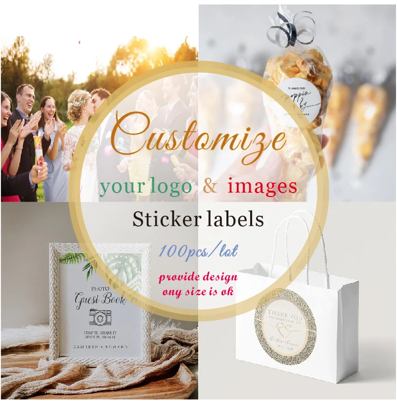Autocollants personnalisés avec logos personnalisés, anniversaire de mariage, autocollants de baptême, personnalité, design attro, propre sac cadeau
