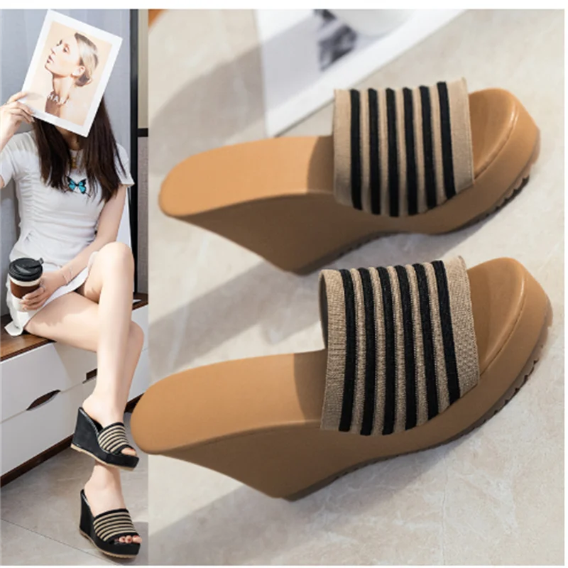 Summer Sandals Women 2025 Big Size Platform Wedges Sandals Slippers Non-Slip Open Toe Flip Flops Ladies Comfortable Beach Shoes