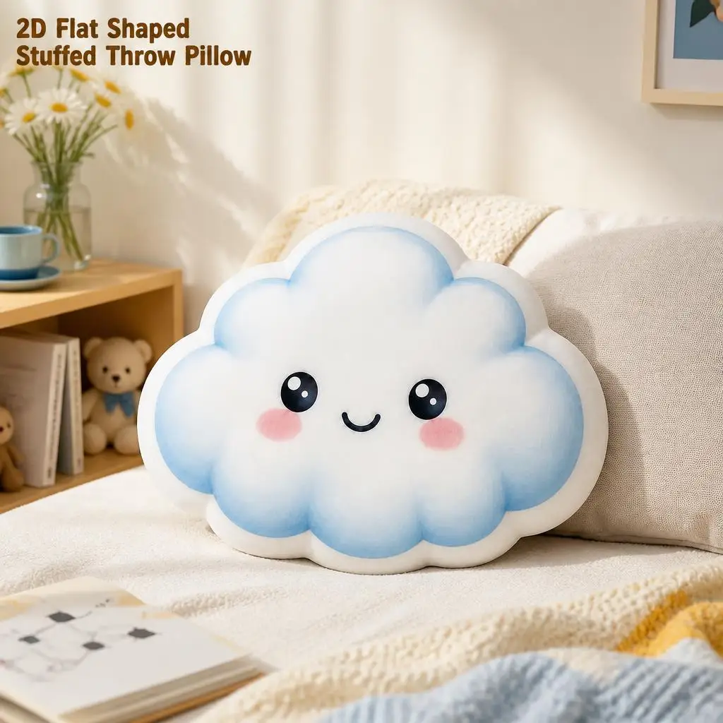 Kawaii Smiling Cloud Cute Happy Cloud Plush Pillow Cushion Irregular Stuffed Throw Pillow Home Decor Gift Sofa Bed Home