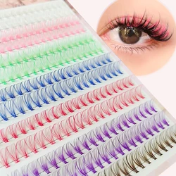 Rainbow Lashes Clusters DIY 260 Pcs Natural D Curl White Pink Blue Green Purple Color lashes Mix 10-12 mm Reusable Eyelash Book