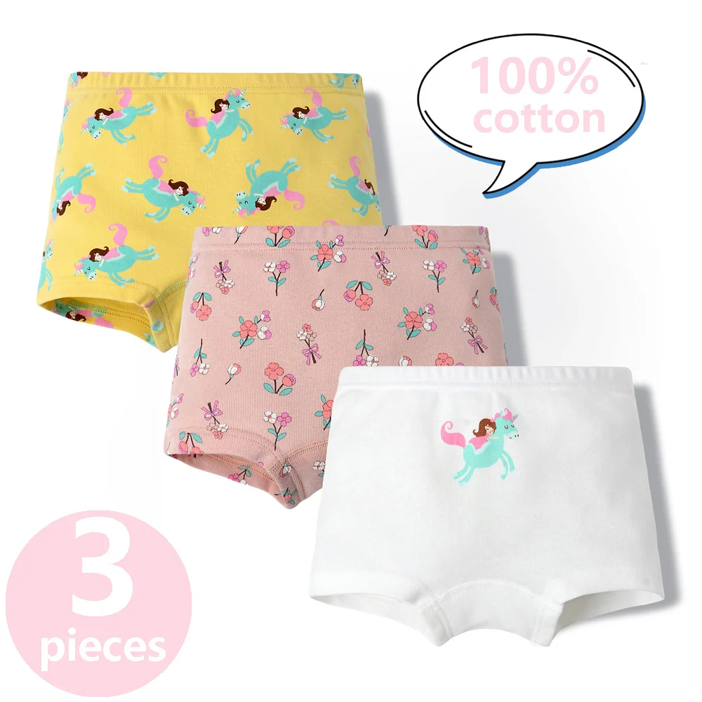 3/6 Pcs Kinder Mädchen Höschen Sets 100% Baumwolle Hübsche Cartoon Einhorn Druck Unterwäsche Für Mädchen Kleinkind Unterwäsche Boxer atmungsaktiv – Detail 4