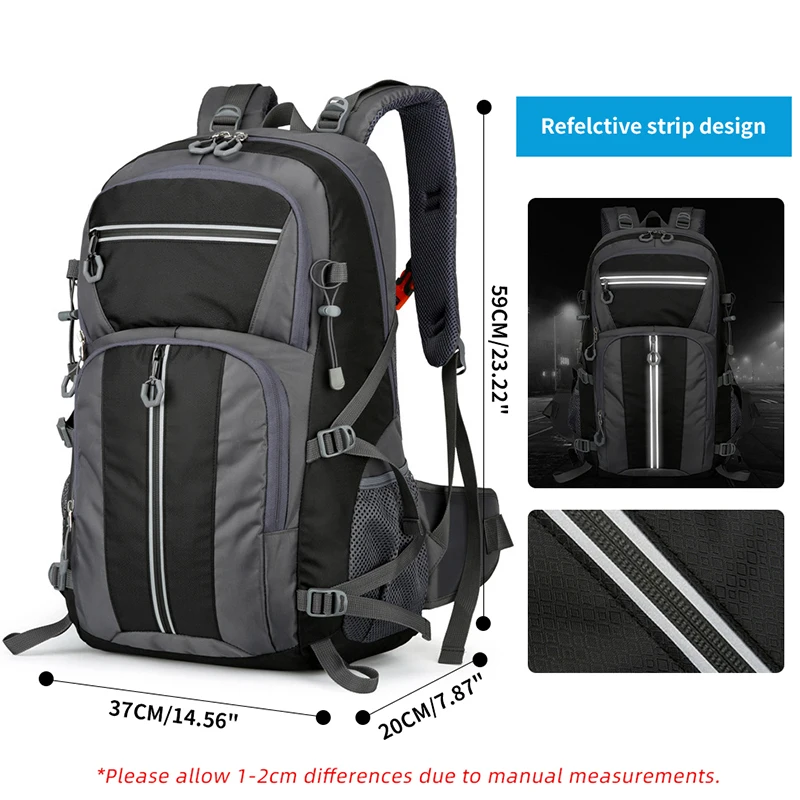 50L Travel Backpack School Bag Outdoor Sport Hiking Trekking Climbing Travel Reflective Luggage Bag Laptop 15.6inch Bags Men Bag