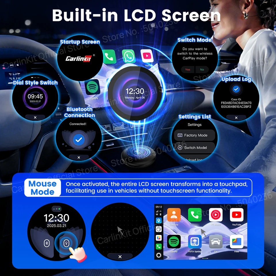 CarlinKit Tbox-Ultra 3 Android 15 CarPlay Ai Box 5G/4G LCD Screen