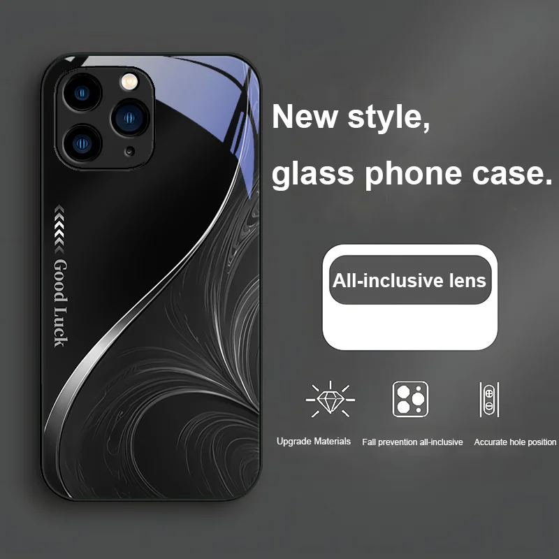 Rhythmic texture rendering red blue for Iphone 15 14 13 12 11 Pro Max X XS XR 7 8 Plus 2020 2022 SE Tempered glass phone case