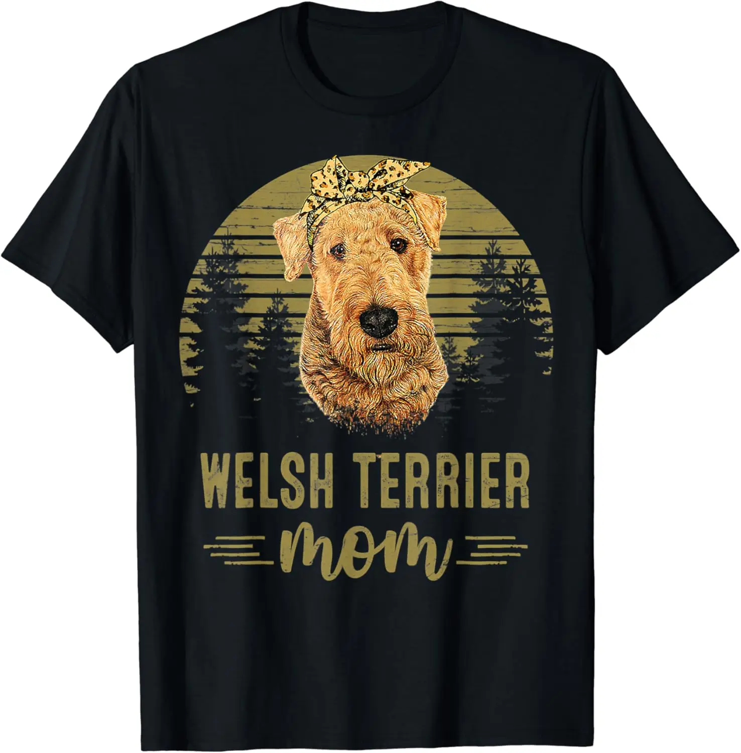 Vintage Welsh Terrier Mom Dog Lover Mother's Day T-Shirt,Crew T-shirt