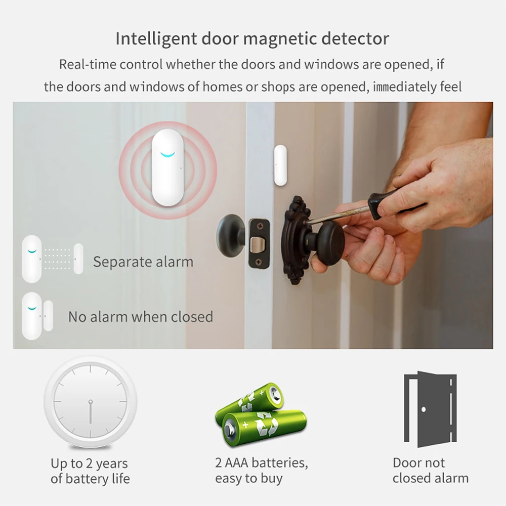 3 في 1 شبكة نظام إنذار منزلي ذكي Tuya APP التحكم عن بعد 433 ميجا هرتز جرس الباب الآمن المنزل الذكي تنبيه أداة متوافقة #5