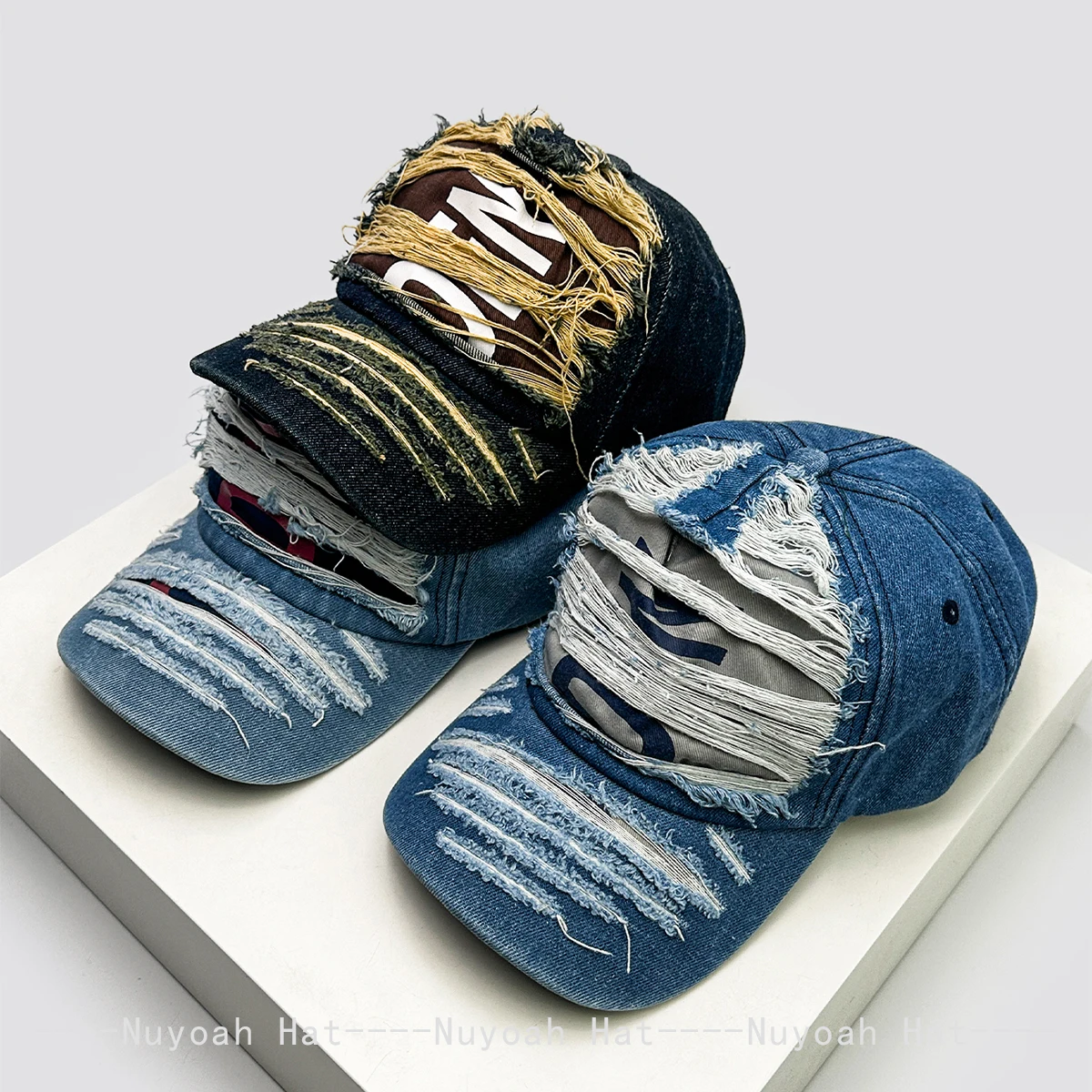 

New Men Women American Retro Broken Style Letters Baseball Hats Sunshade Personal Versatile Distress Peaked Caps Fashion Outdoor