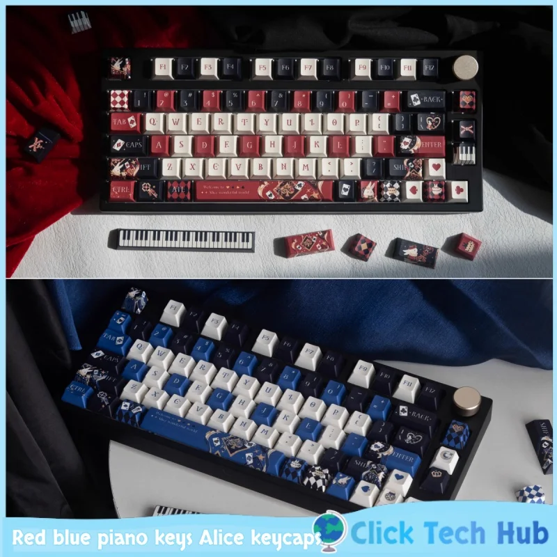 red-blue-piano-keys-alice-keycaps-poker-magic-cherry-height-mechanical-keyboard-keycap-black-and-red-hand-drawn-keycaps-gifts