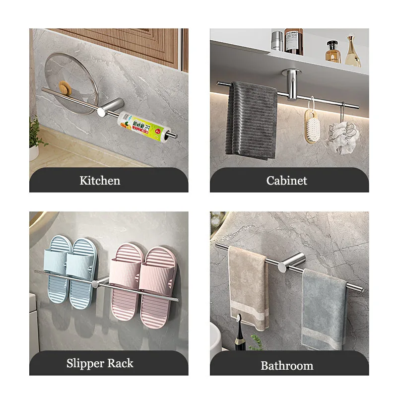 New Style Adjustable Bathroom Towel Bar Towel Rack 304 Stainless Steel Single Towel Holder Artistic Towel Hanger Wall Mounted