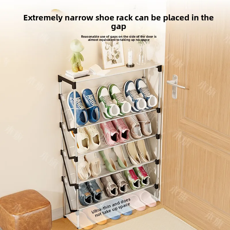 New simple multi-layer inclined dustproof shoe rack. Space saving home door step shoe cabinet, easy to assemble