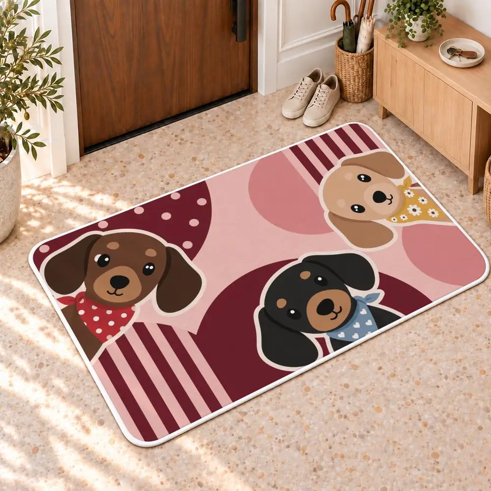 Welcome Home Dachshund Floor Mat Flannel Rug Soft Non Slip Door Mat for Bathroom Bedroom Entryway Home Decor Gift