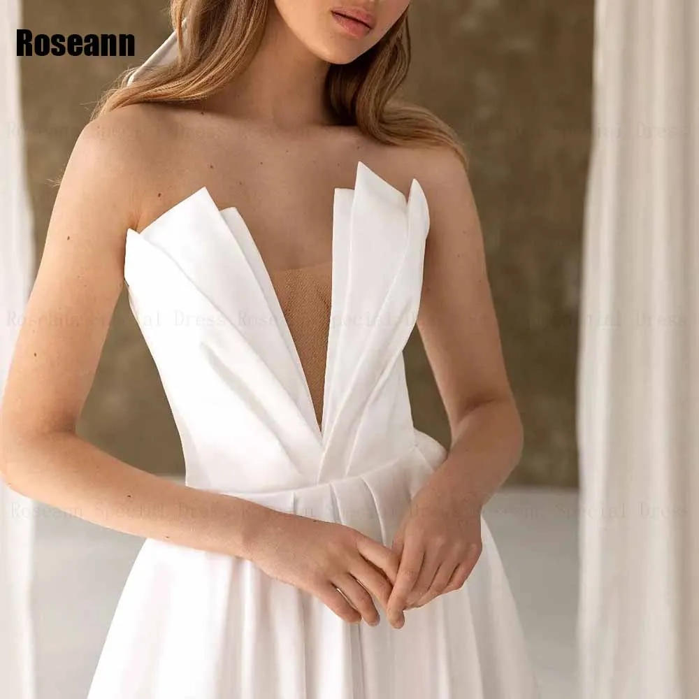 Customized Exquisite 2025 New Design A-line Wedding Dress V-Neck Sleeveless Open Back Bride Dresses Brush Train robe de mariée