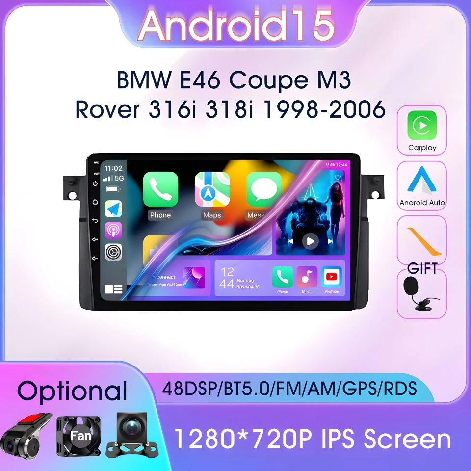 

Android Auto Car Intelligent Systems For BMW E46 M3 318 320 325 330 335 1998-2006 Carplay Car Stereo Radio 4G WIFI DSP Autoradio
