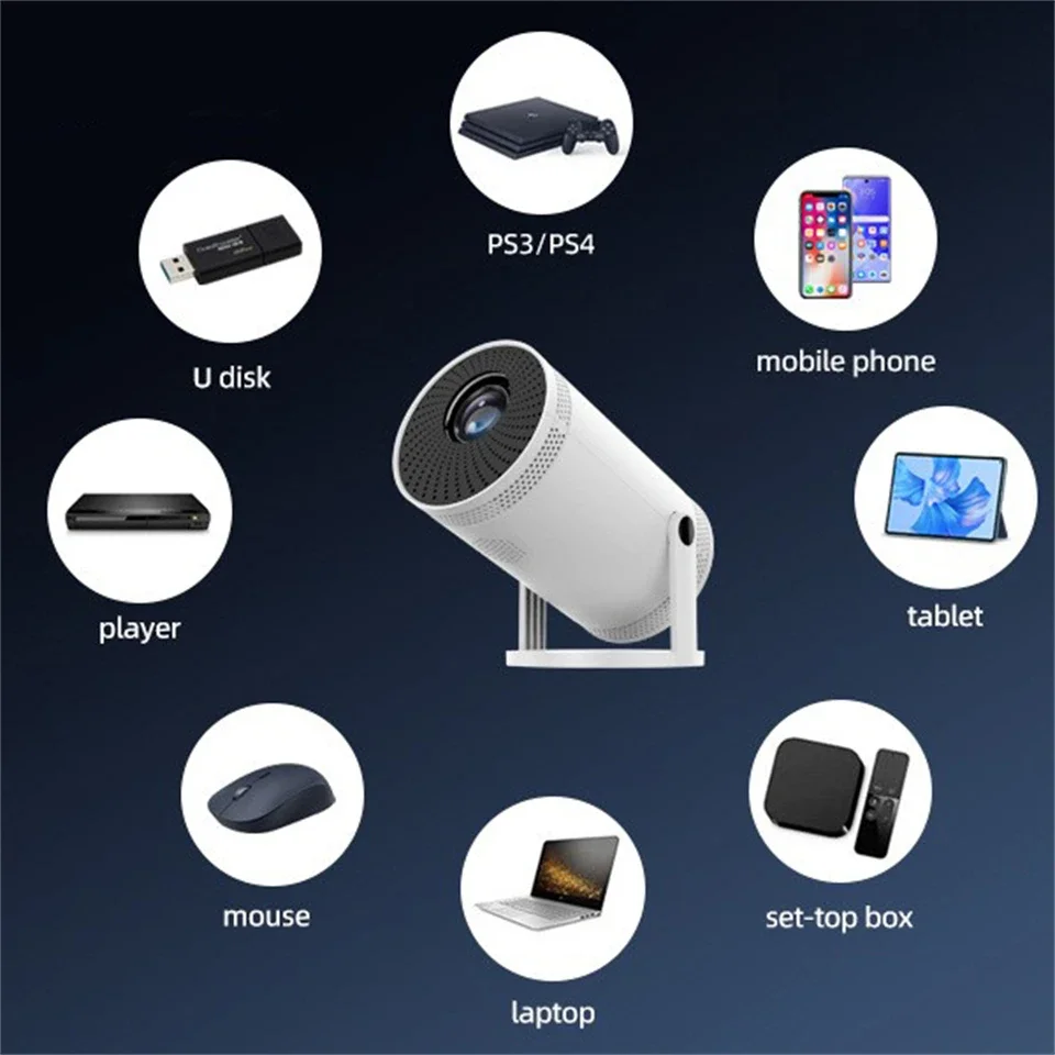 جهاز عرض KaiAqua 4K Wifi6 الجديد HDMI 260 ANSI Dual WIFI Allwinner H713 BT5.0 1280*720P سينما منزلية خارجية محمولة FY300 Pro