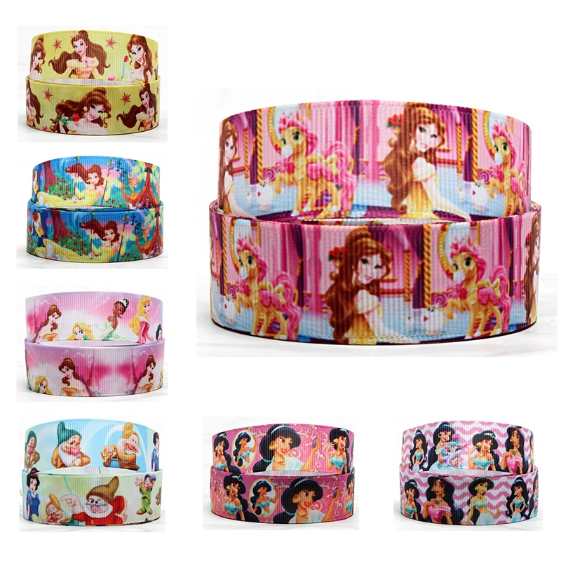 Disney Princess Cinderella Belle Printed 25MM 38MM Cartoon Grosgrain Ribbon