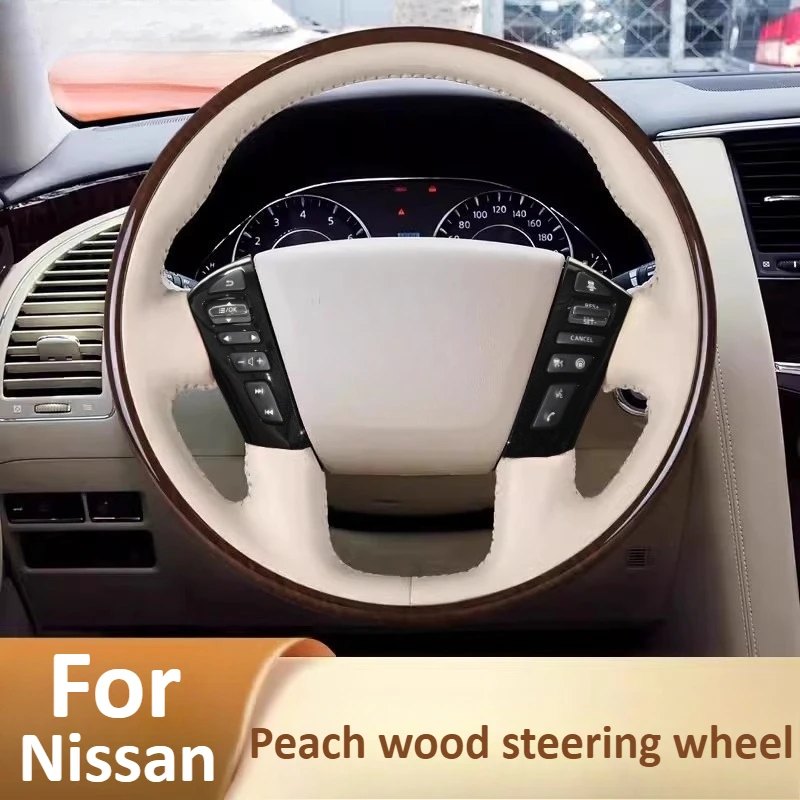 

For Nissan Patrol y62 Infiniti QX56 QX80 Peach Wood Steering Wheel Heating Modification Accessories