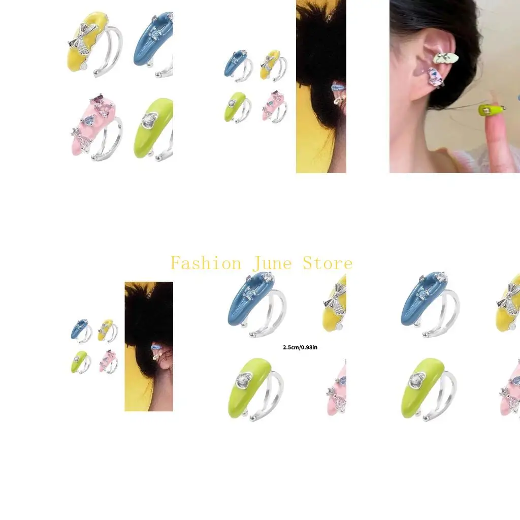 N5KA 4Pcs Trendy Alloy Ear Clip Without Piercing Required Multiple Styles Gift Set