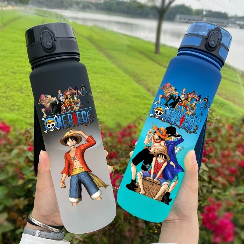 One Piece Anime Water Bottle Egg Head Island Luffy Zoro Chopper Nami 650Ml Large Capacity Portable Plastic Anime Water Cup Gift