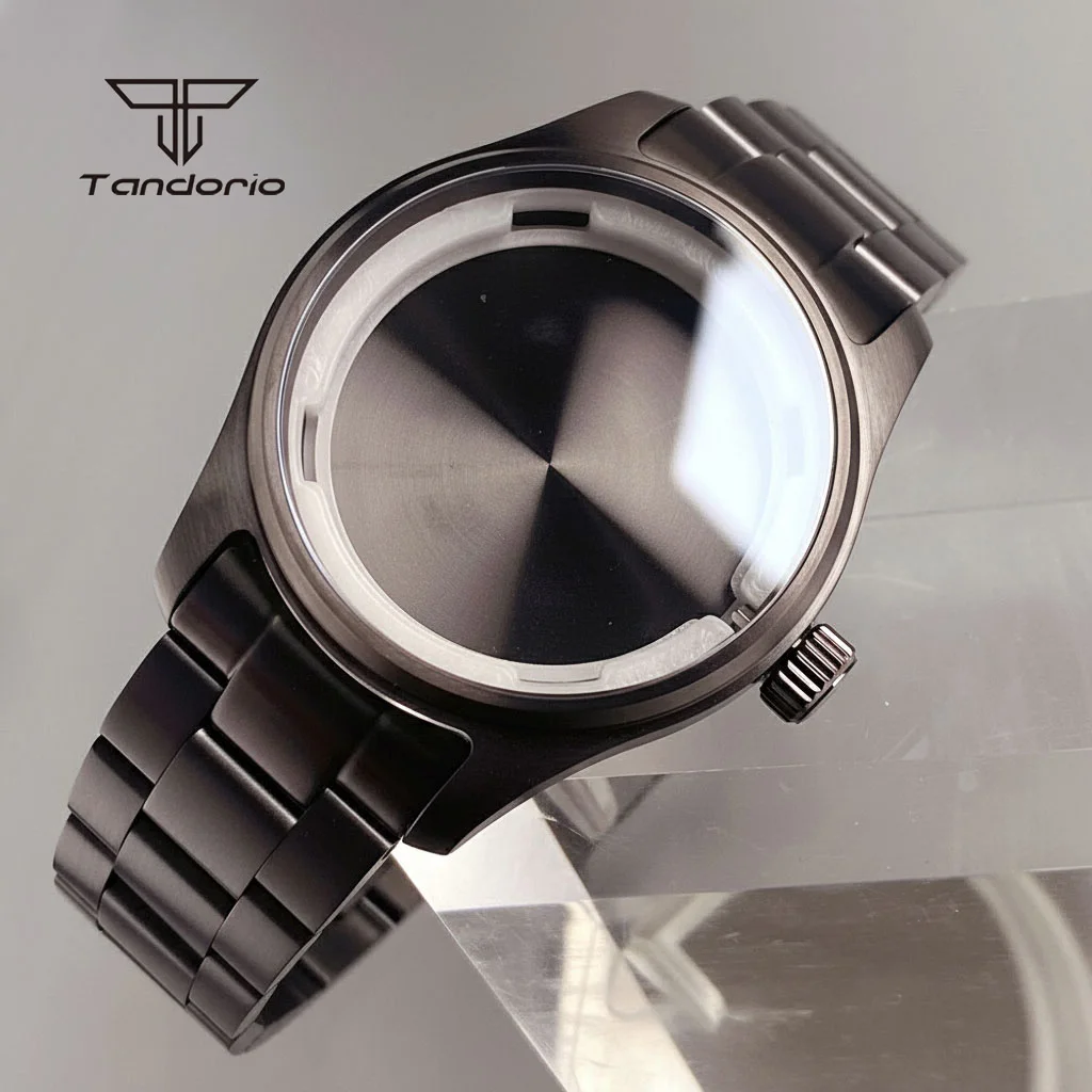 39mm Dive Black PVD Steel Pilot Watch Case+Band Sapphire Glass 20BAR Waterproof Fit NH35 NH36 NH38 ETA2824 PT5000 Miyota8215