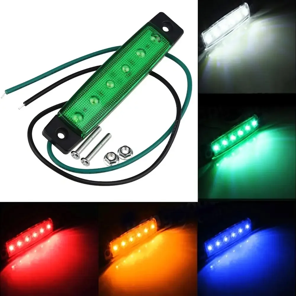 5 Colors Novelty Light 1PC 12V 6 LED Truck Trailer Pickup Side Marker Indicators Light Red White Yellow Blue Green Car Decor