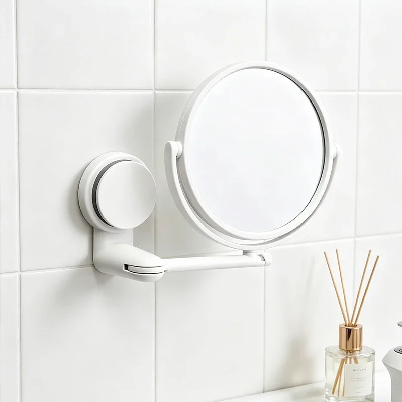 Vacuum Suction Cup Makeup Mirror, Double Sided 3X Magnifying Mirror, Wall Mount Rotatable Bathroom Cosmetic Mirror with Hook