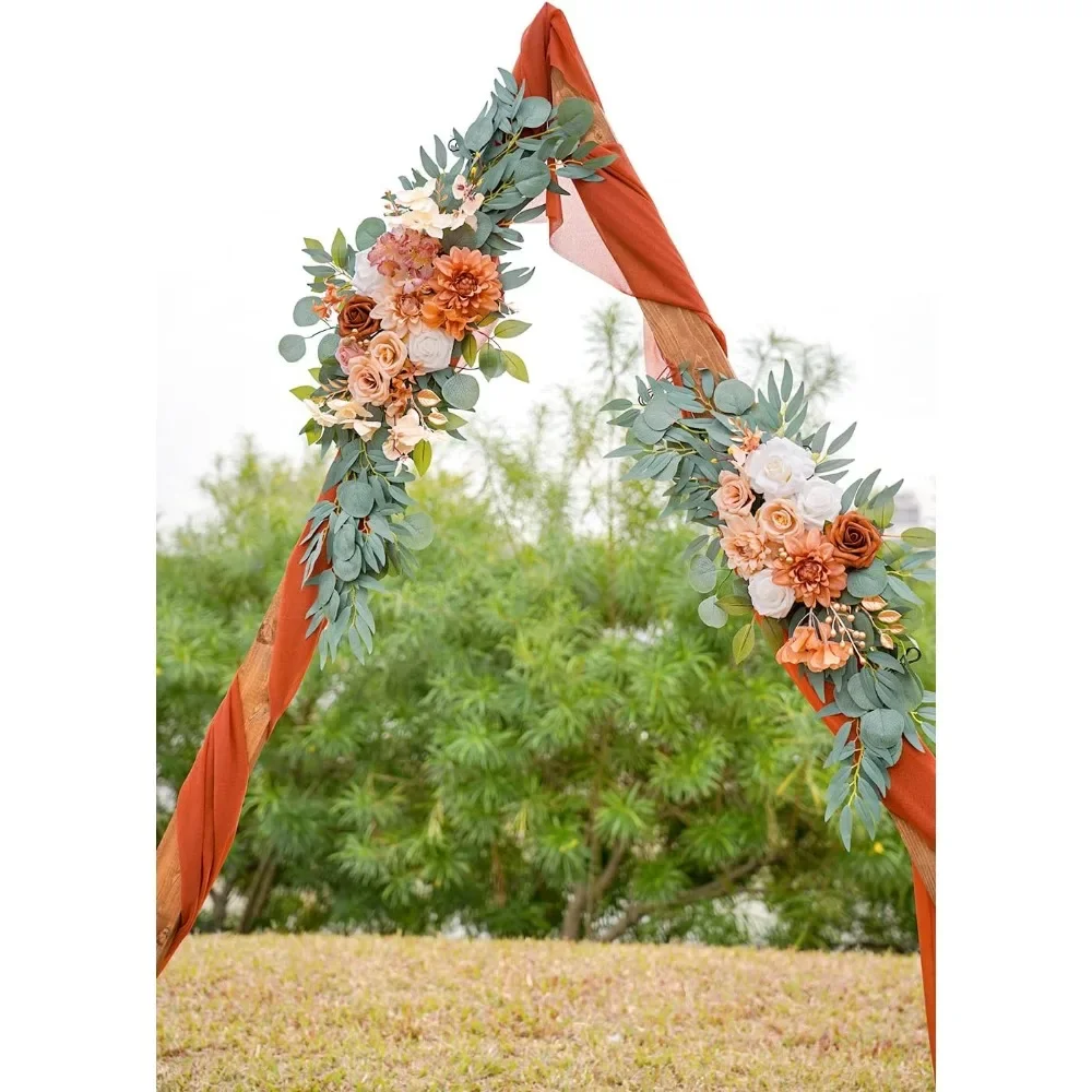 زهور قوس الزفاف من بوناتيا (عبوة من 2)، زهور برتقالية محروقة صناعية لتزيين علامات الترحيب في الزفاف وزهرة القوس