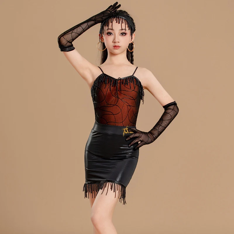 Summer Ballroom Dance Costumes Girls Latin Dance Fringed Dresses Children Latin Dance Professional Clothes Stage Wear SL13407