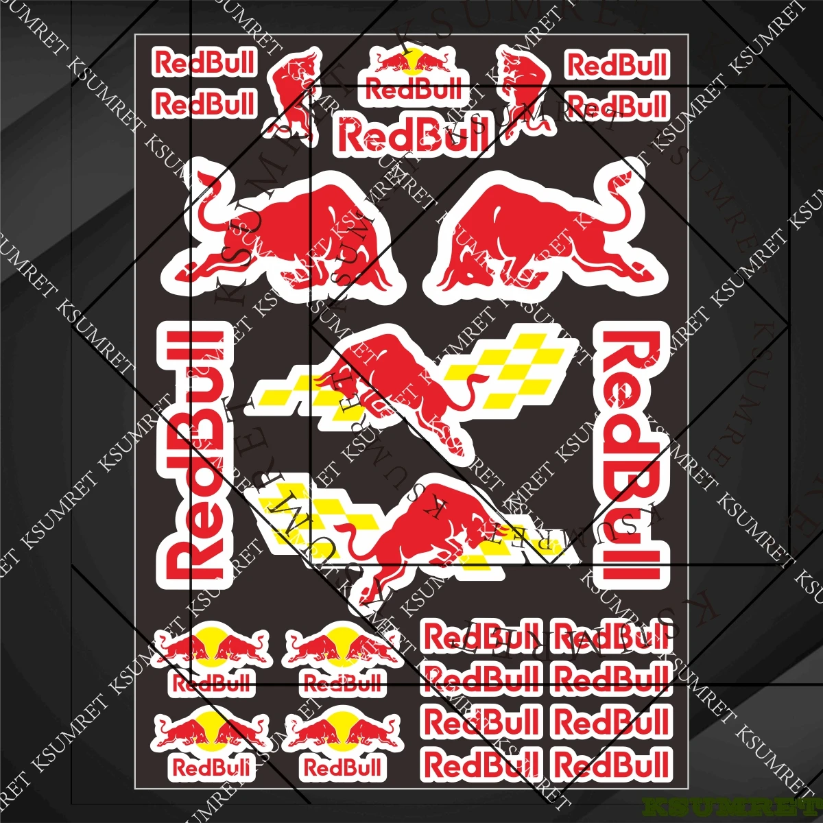 Vinyl For Red Bull Sticker Motorcycle Tank Decal Set Black Red Blue Gold