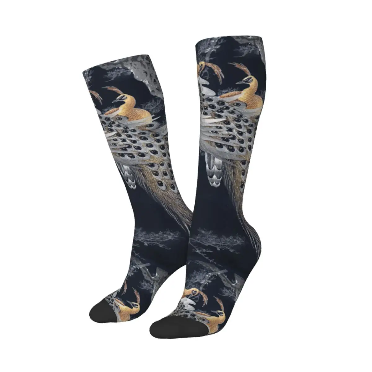 Two Peacocks Tree Socks Harajuku Super Soft Stockings All Season Long Socks for Woman's Birthday Present